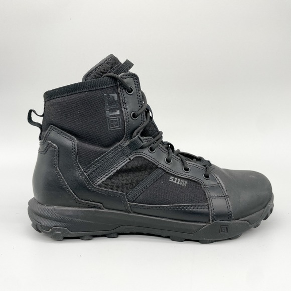 5.11 Tactical A/T 6 Zip Boots Black Leather Mens 10.5 GCB Military Work Shoes main image 7